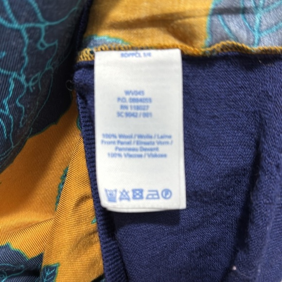 Boden 100% Wool Floral Navy & Mustard Long Sleeve Sweater Size 6 - Picture 5 of 6